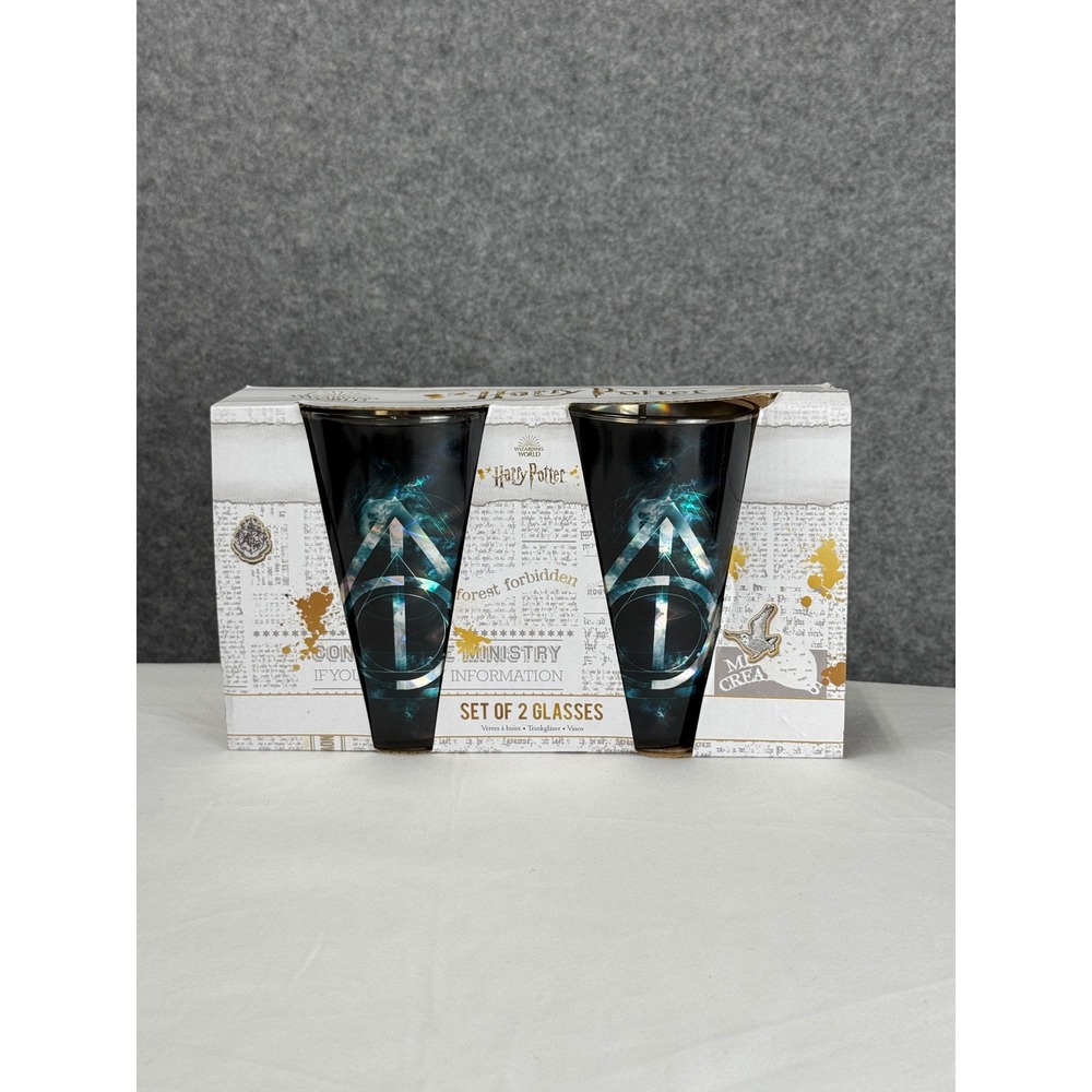 Harry Potter Deathly Hallows Holographic Glass Set of 2 Paladone Wizarding World